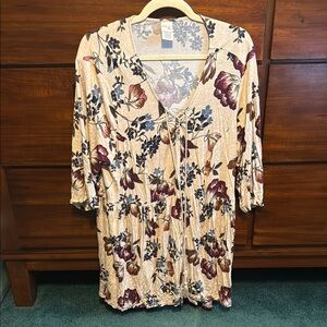 Floral Women's Top with Tie-Front